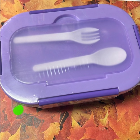 1.3L Bento Box Adult Lunch Box 4 Compartments Utensiles, Leak-Proof Purple - Picture 11 of 12